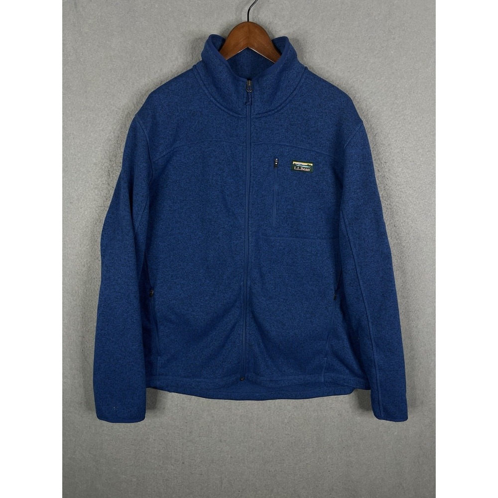 LL Bean Sweater Mens XXL Blue Navy Fleece Jacket Full‎ Zip Regular Fit 504938